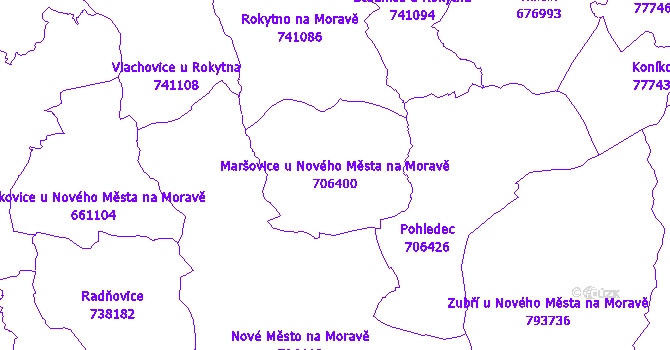 Katastrální mapa Maršovice u Nového Města na Moravě - přehledová mapa katastrálního území