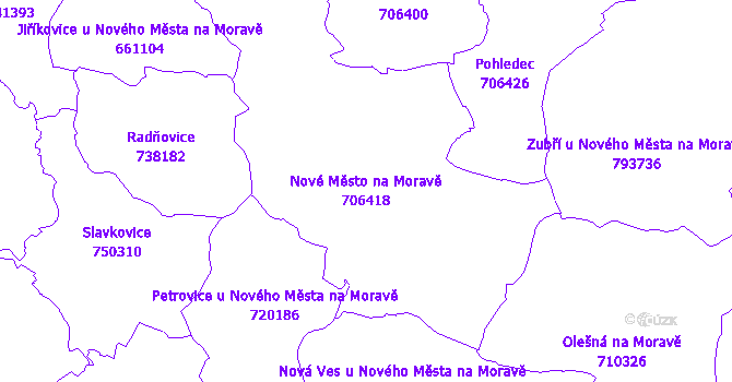 Katastrální mapa Nové Město na Moravě - přehledová mapa katastrálního území