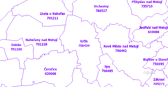 Katastrální mapa Krčín