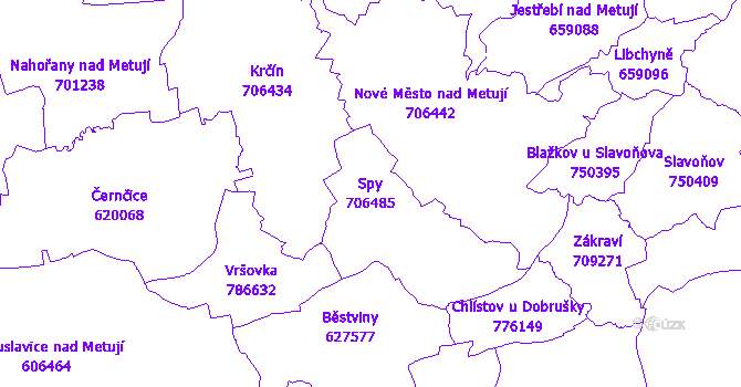Katastrální mapa Spy - přehledová mapa katastrálního území