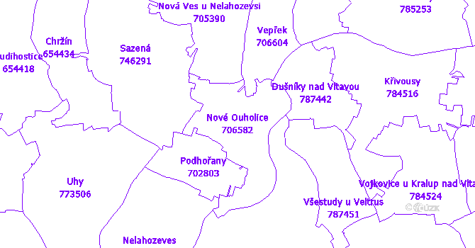 Katastrální mapa Nové Ouholice - přehledová mapa katastrálního území