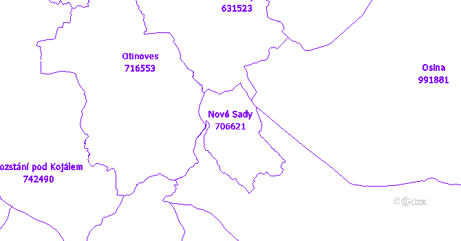 Katastrální mapa Nové Sady - přehledová mapa katastrálního území