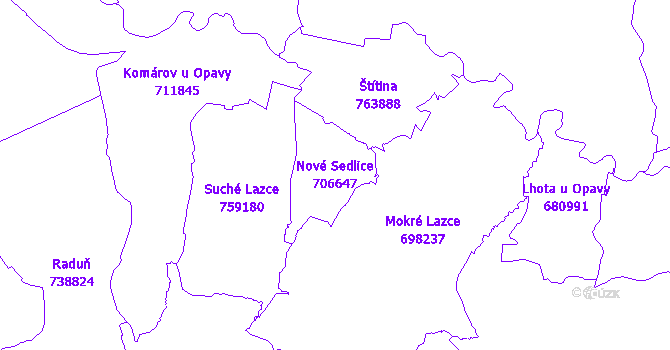 Katastrální mapa Nové Sedlice - přehledová mapa katastrálního území