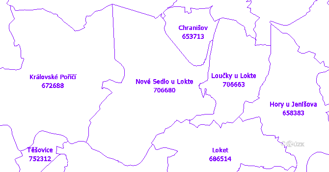 Katastrální mapa Nové Sedlo u Lokte - přehledová mapa katastrálního území