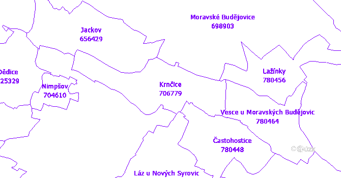 Katastrální mapa Krnčice - přehledová mapa katastrálního území