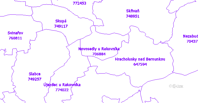 Katastrální mapa Novosedly u Rakovníka - přehledová mapa katastrálního území