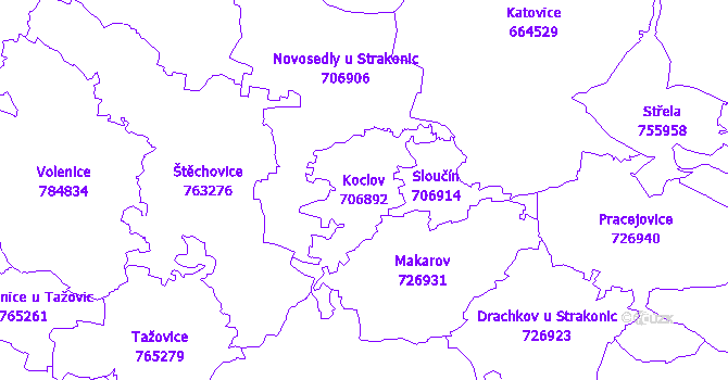 Katastrální mapa Koclov - přehledová mapa katastrálního území