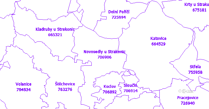 Katastrální mapa Novosedly u Strakonic - přehledová mapa katastrálního území