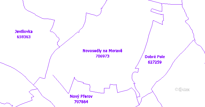 Katastrální mapa Novosedly na Moravě - přehledová mapa katastrálního území