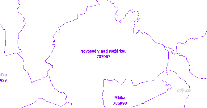 Katastrální mapa Novosedly nad Nežárkou - přehledová mapa katastrálního území