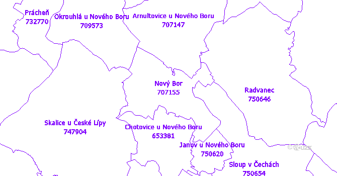 Katastrální mapa Nový Bor
