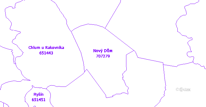 Katastrální mapa Nový Dům - přehledová mapa katastrálního území