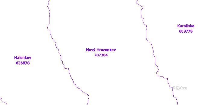 Katastrální mapa Nový Hrozenkov - přehledová mapa katastrálního území