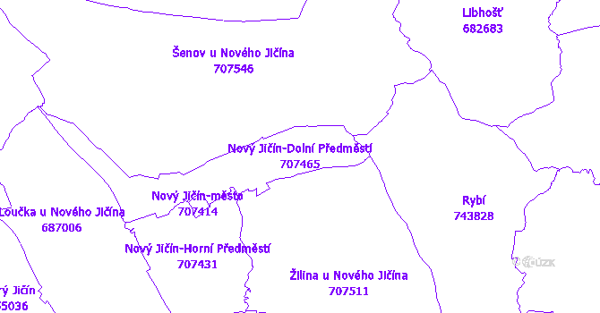 Katastrální mapa Nový Jičín-Dolní Předměstí - přehledová mapa katastrálního území