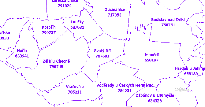 Katastrální mapa Svatý Jiří - přehledová mapa katastrálního území