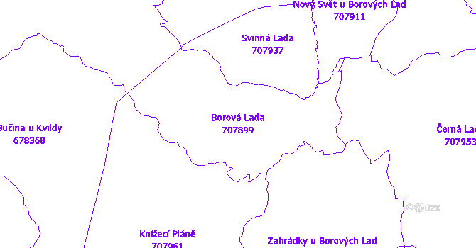Katastrální mapa Borová Lada - přehledová mapa katastrálního území