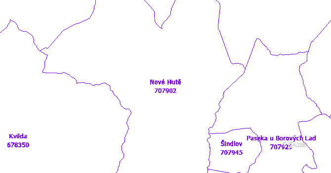 Katastrální mapa Nové Hutě - přehledová mapa katastrálního území