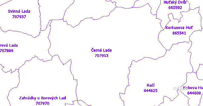 Katastrální mapa Černá Lada - přehledová mapa katastrálního území