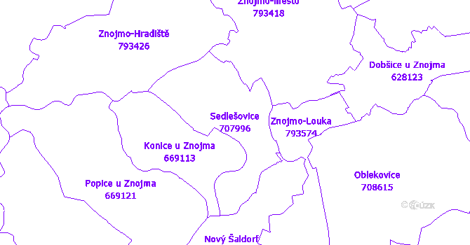 Katastrální mapa Sedlešovice - přehledová mapa katastrálního území