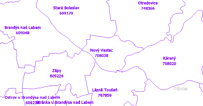 Katastrální mapa Nový Vestec