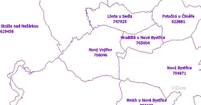 Katastrální mapa Nový Vojířov - přehledová mapa katastrálního území