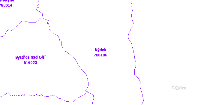 Katastrální mapa Nýdek - přehledová mapa katastrálního území