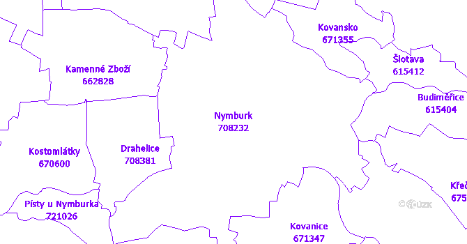Katastrální mapa Nymburk - přehledová mapa katastrálního území
