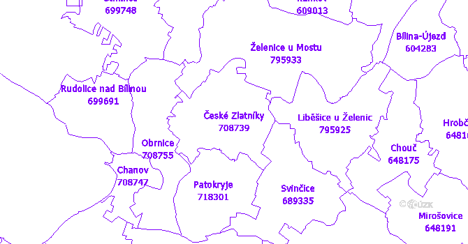 Katastrální mapa České Zlatníky - přehledová mapa katastrálního území