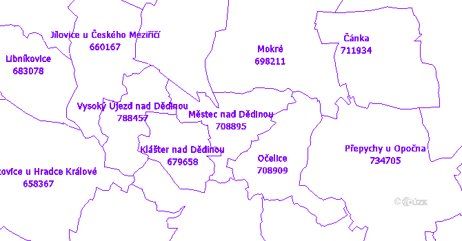 Katastrální mapa Městec nad Dědinou