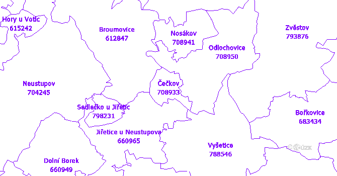 Katastrální mapa Čečkov