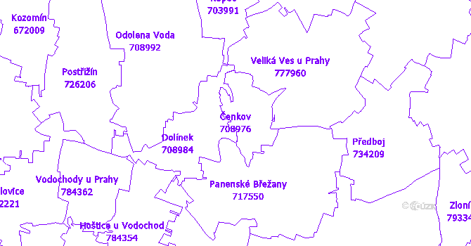 Katastrální mapa Čenkov - přehledová mapa katastrálního území