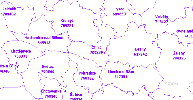 Katastrální mapa Ohníč