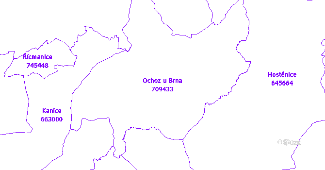 Katastrální mapa Ochoz u Brna - přehledová mapa katastrálního území