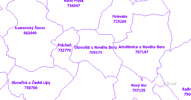 Katastrální mapa Okrouhlá u Nového Boru