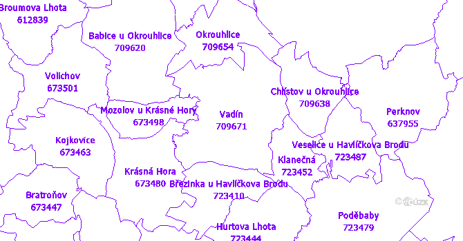 Katastrální mapa Vadín