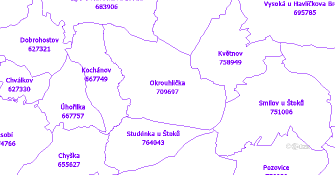 Katastrální mapa Okrouhlička