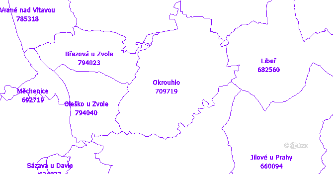 Katastrální mapa Okrouhlo - přehledová mapa katastrálního území