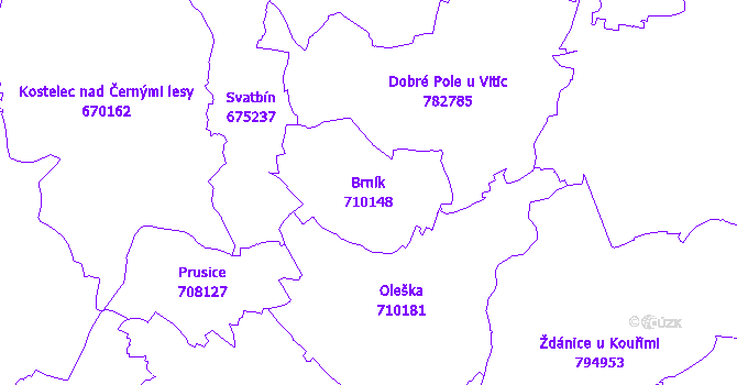 Katastrální mapa Brník - přehledová mapa katastrálního území