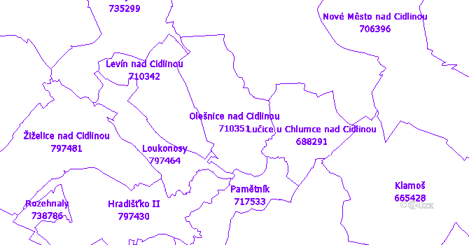 Katastrální mapa Olešnice nad Cidlinou