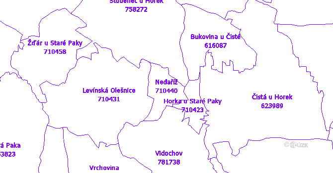 Katastrální mapa Nedaříž - přehledová mapa katastrálního území