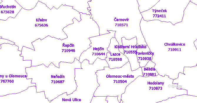 Katastrální mapa Hejčín