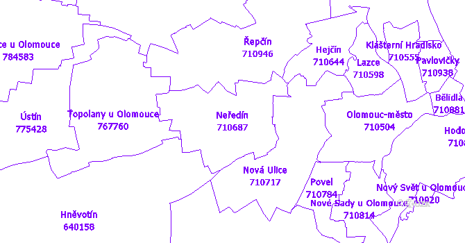 Katastrální mapa Neředín