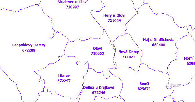 Katastrální mapa Oloví - přehledová mapa katastrálního území