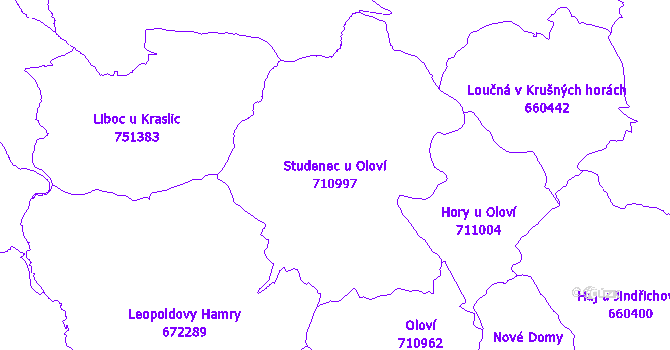 Katastrální mapa Studenec u Oloví - přehledová mapa katastrálního území