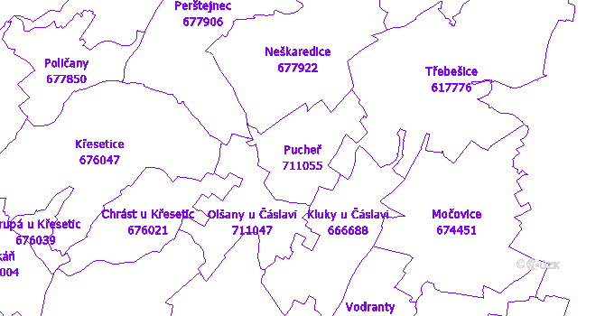 Katastrální mapa Pucheř