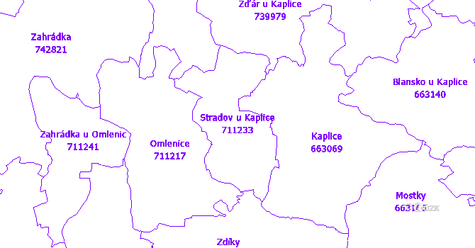 Katastrální mapa Stradov u Kaplice - přehledová mapa katastrálního území