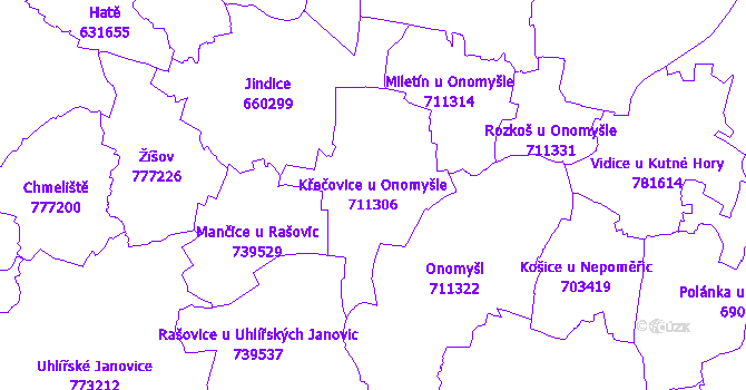 Katastrální mapa Křečovice u Onomyšle