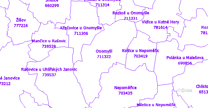 Katastrální mapa Onomyšl