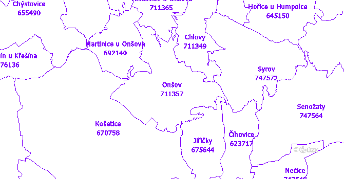 Katastrální mapa Onšov