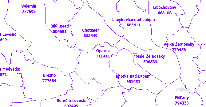 Katastrální mapa Oparno